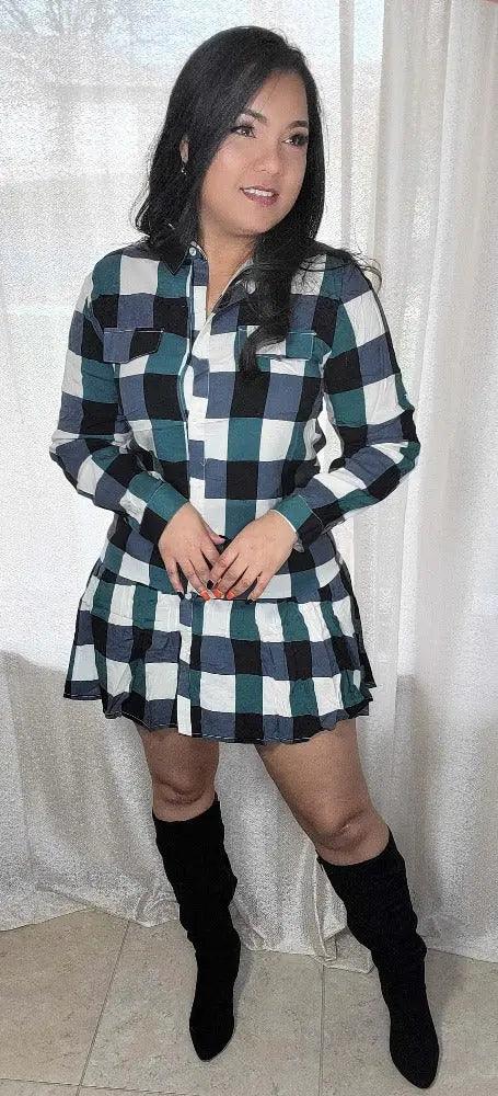 Mini Dress Plaid Button-up Front | SiAra Clothing Store, LLC