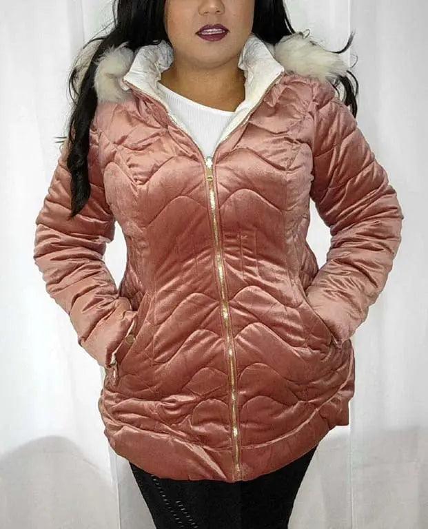 Women's Mid-Length Hooded Quilted Reversible Winter Coat SiAra Clothing Store