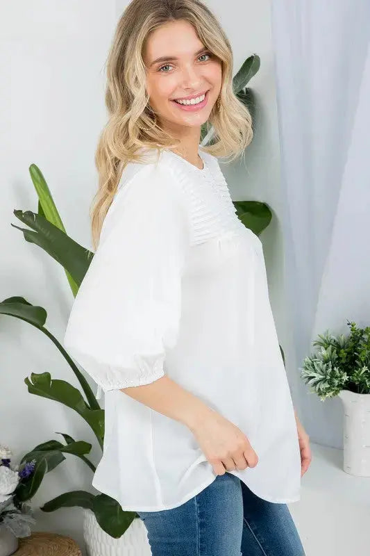 Women's Plus Solid Tunic Blouse Off white | SiAra Clothing Store, LLC
