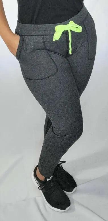 Women's Plus Waist Tie with Pockets Charcoal Sweatpants Sided | SiAra Clothing Store, LLC
