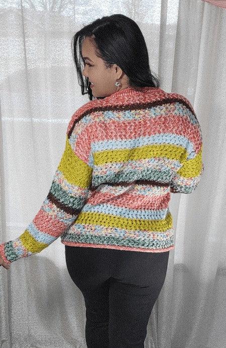 Women's Stripped Knitted Long Sleeves Multicolor Sweater SiAra Clothing Store, LLC